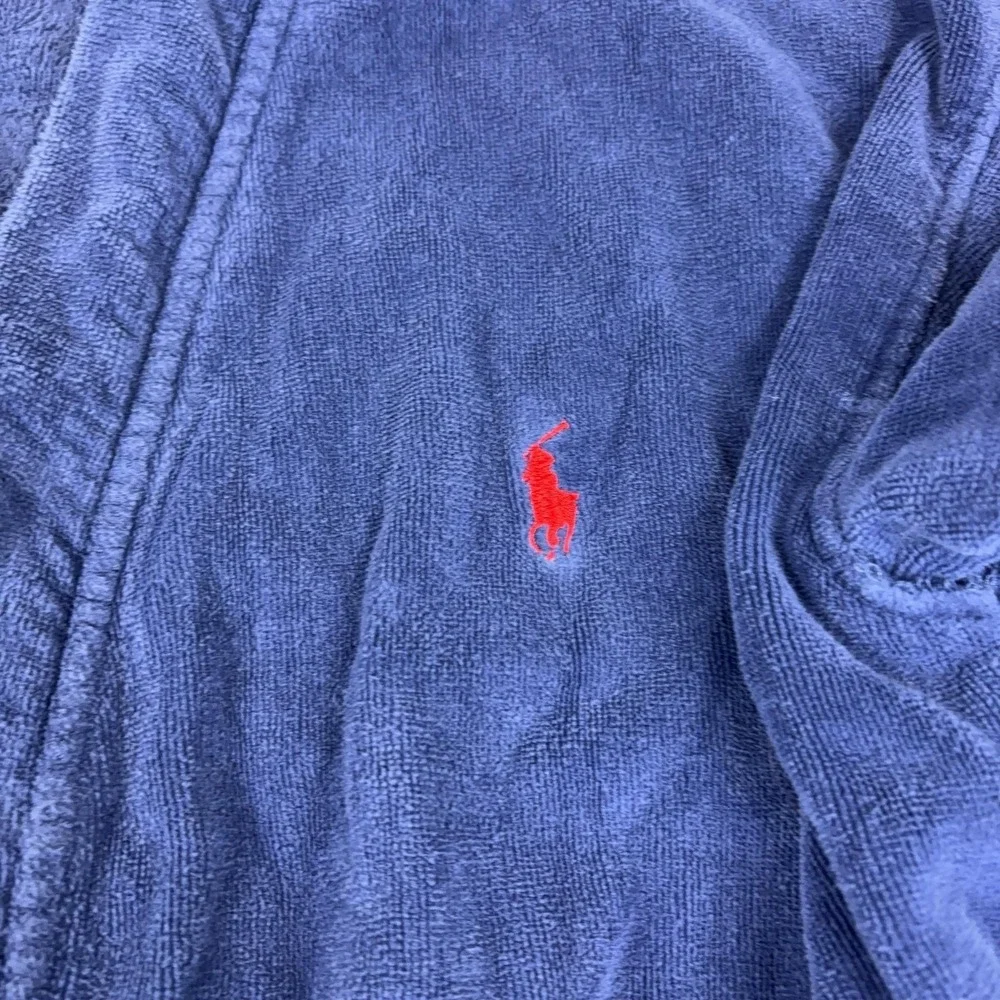 Polo Ralph Lauren Robe Mens M Blue Terry Cotton Belted Logo Bathrobe Sleepwear